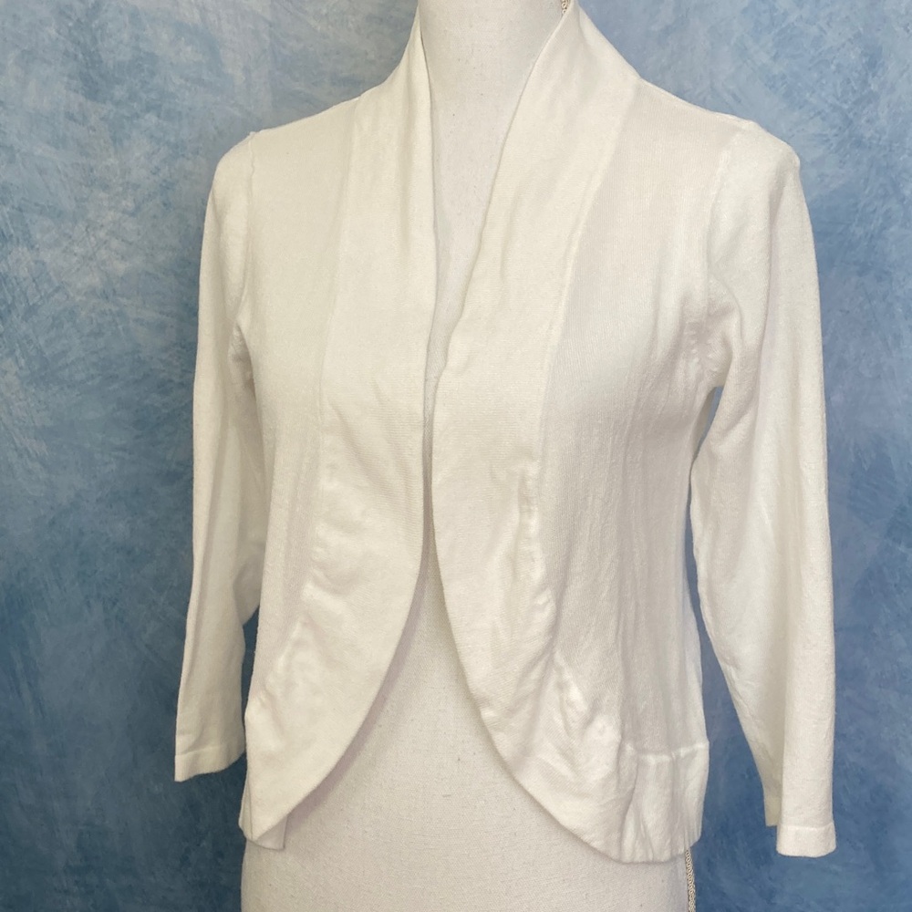 🍀2for$25🍀Chic White Open-Front Cardigan 3/4 Length Sleeves Tag Gone Fits Like S